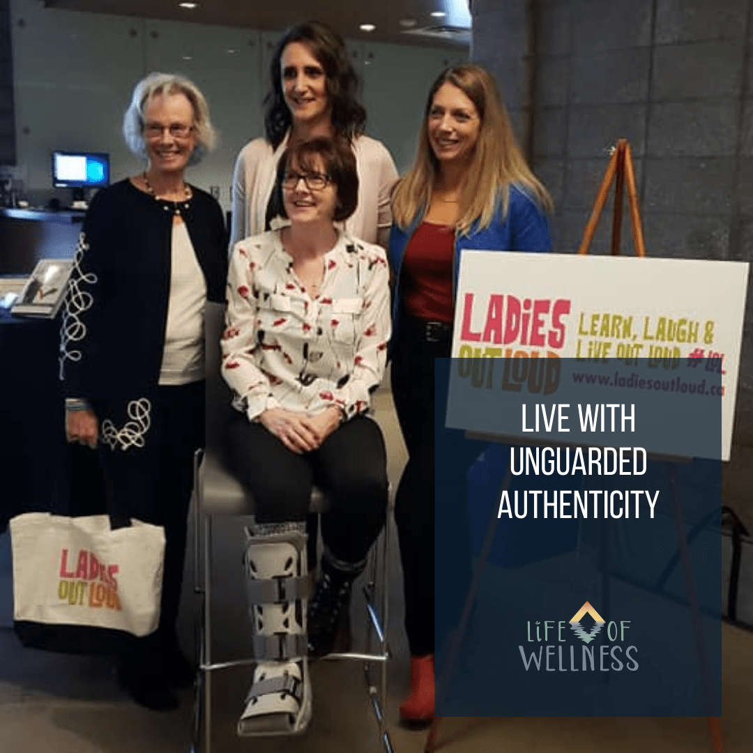 four female presenters at the Ladies out Loud International Women's day event