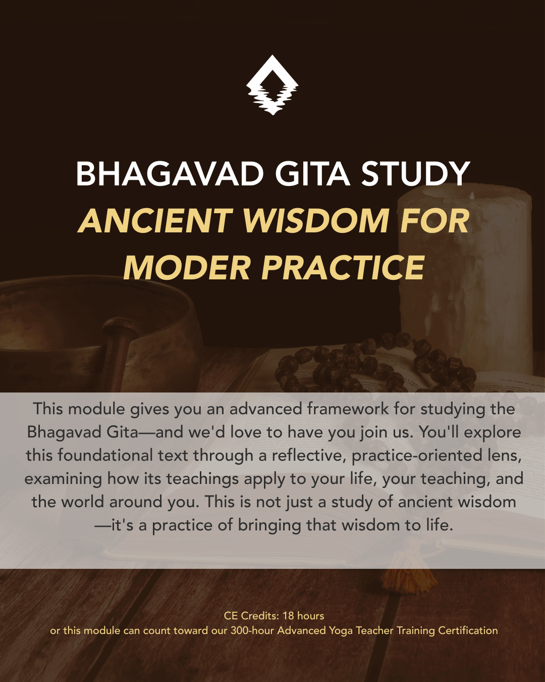 Bhagavad Gita Study: Ancient Wisdom for Modern Practice. Explore the Gita. Reflect on your path. Bring wisdom to life. A 300-hour advanced yoga teacher training module from The Life of Wellness Institute. Live virtual, trauma-informed, and grounded in neuroscience and Ayurveda.