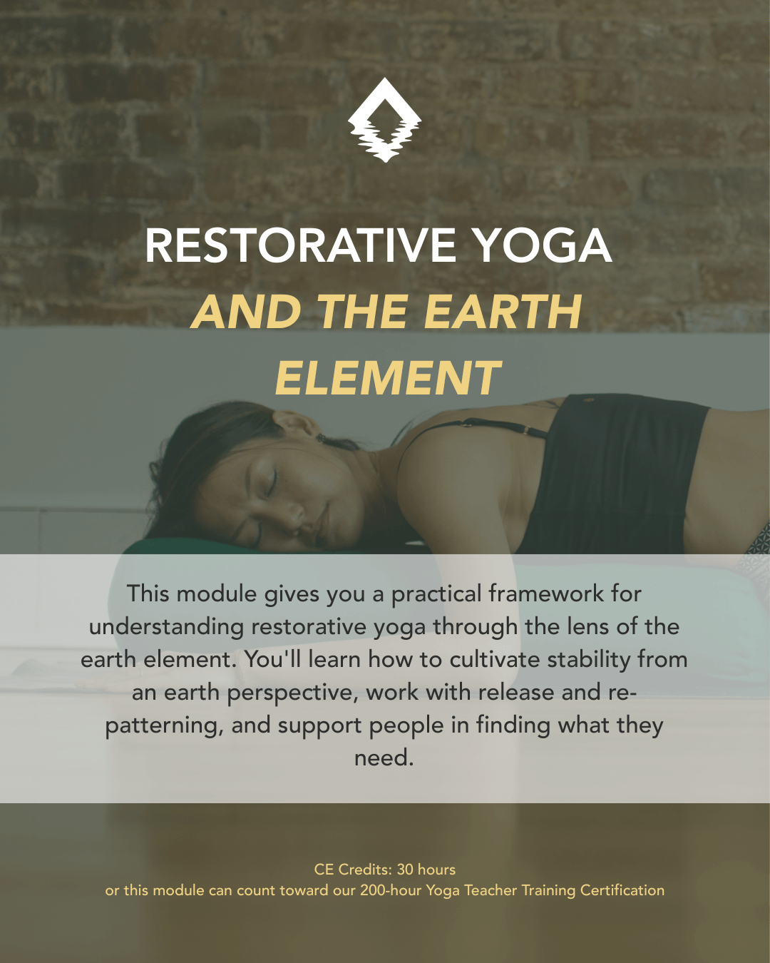 Restorative Yoga and the Earth Element. Restorative isn't just rest. It's compassionate action for your body's needs. A 200-hour yoga teacher training module from The Life of Wellness Institute. Live virtual, trauma-informed, and grounded in neuroscience and Ayurveda.