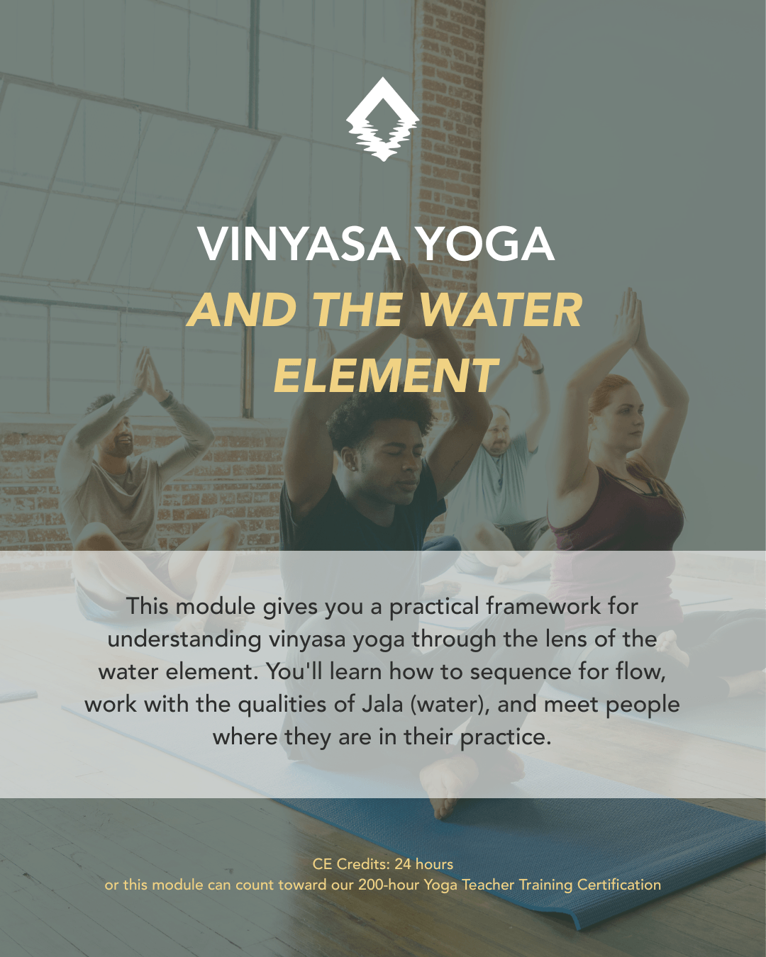 Vinyasa Yoga and the Water Element. Learn to move with intention—in your body, on your mat, and in your life. A 200-hour yoga teacher training module from The Life of Wellness Institute. Live virtual, trauma-informed, and grounded in neuroscience and Ayurveda.